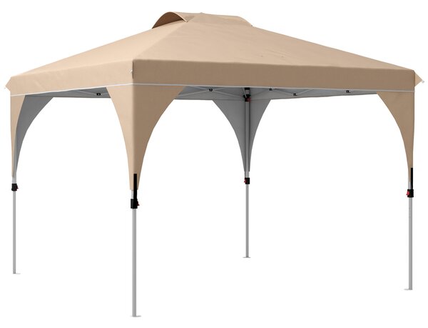 Outsunny Gazebo da Giardino 3x3 m Pieghevole con Altezza Regolabile e Borsa di Trasporto con Ruote, Beige|Aosom