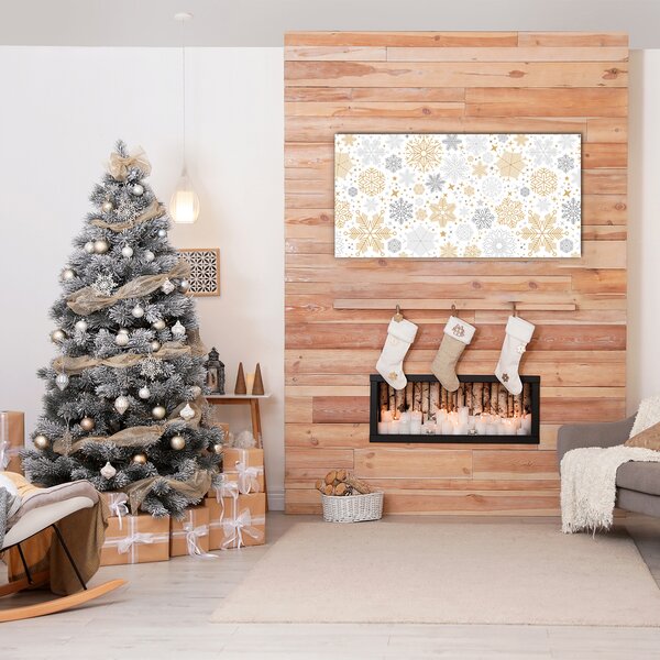 Quadro di vetro Fiocchi di neve invernali di Natale 100x50 cm 2 appendini