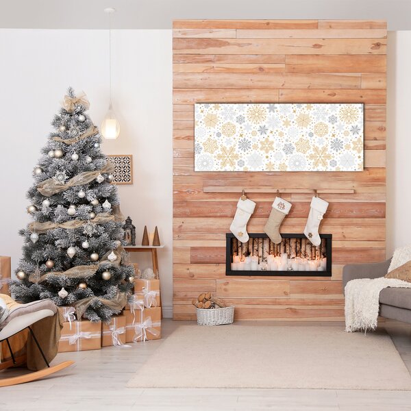 Quadro di vetro Fiocchi di neve invernali di Natale 100x50 cm 2 appendini