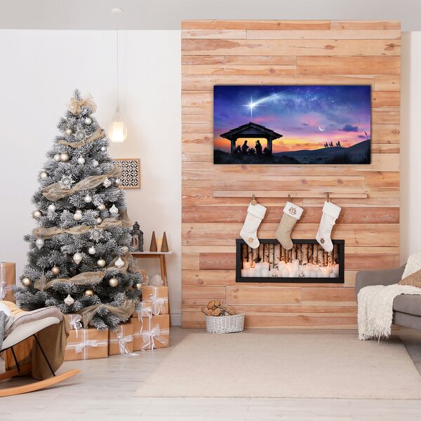 Quadro di vetro Gesù Natale stabile 100x50 cm 2 appendini