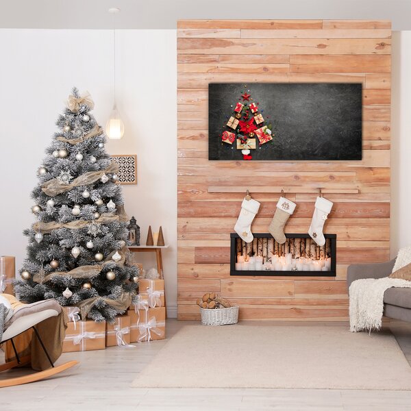 Quadro in vetro Regali astratti dell'albero di Natale 100x50 cm 2 appendini