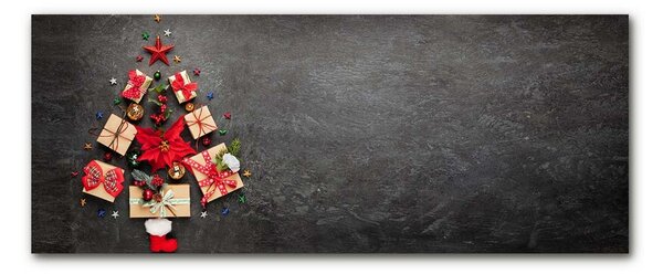 Quadro in vetro Regali astratti dell'albero di Natale 100x50 cm 2 appendini
