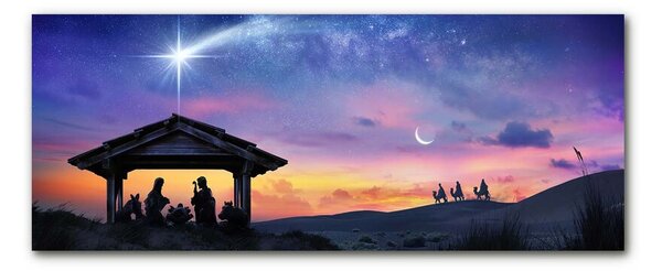 Quadro di vetro Gesù Natale stabile 100x50 cm 2 appendini