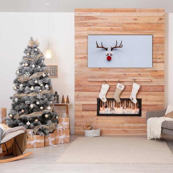 Quadro vetro Rudolf la renna santa 100x50 cm 2 appendini