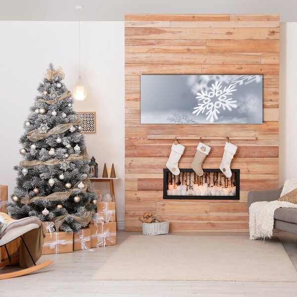 Quadro di vetro Fiocco di neve Decorazione di Natale 100x50 cm 2 appendini