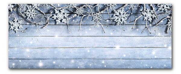 Quadro in vetro Vacanze, fiocchi di neve, inverno, gelo 100x50 cm 2 appendini
