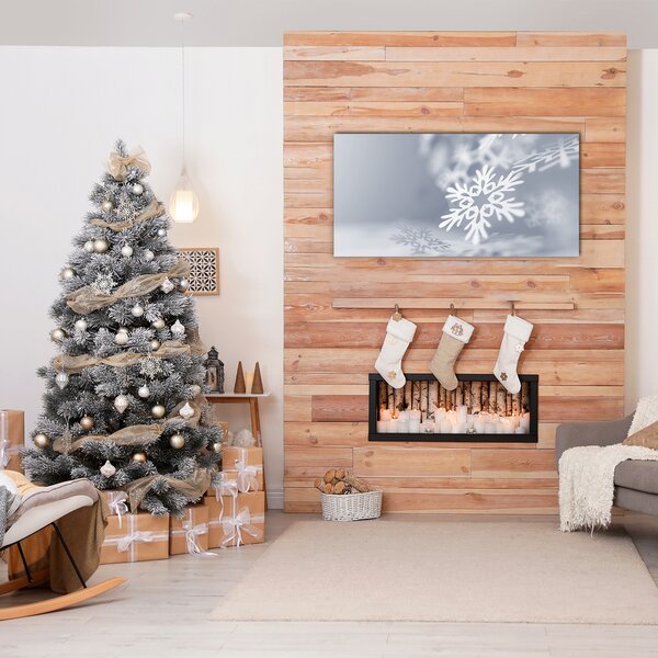 Quadro di vetro Fiocco di neve Decorazione di Natale 100x50 cm 2 appendini