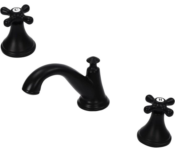 Rubinetto difettoso - Miscelatore per lavabo a 3 fori - Miscelatore per lavabo con controllo separato dell'acqua calda e fredda - Colore: nero