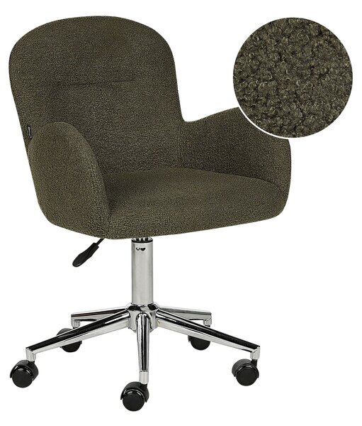 BELIANI Sedia da ufficio con imbottitura bouclé verde mobili da ufficio moderni ed eleganti con supporti laterali