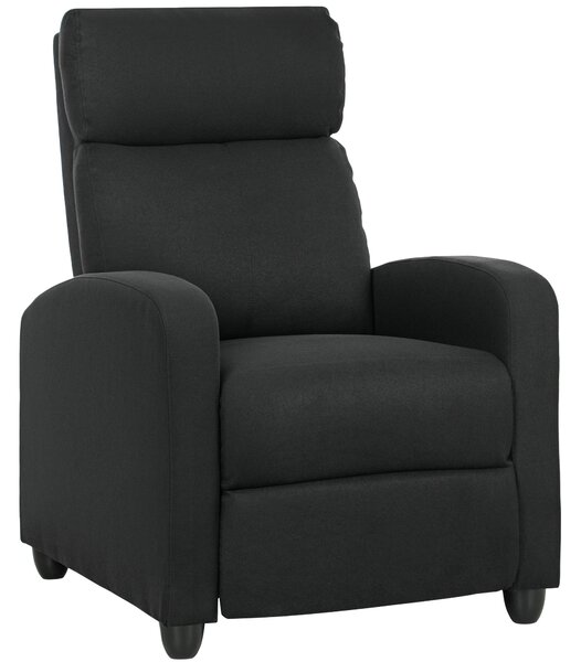 Poltrona Relax Reclinabile Manualmente 69x88x101 cm in Tessuto Effetto Lino Nero