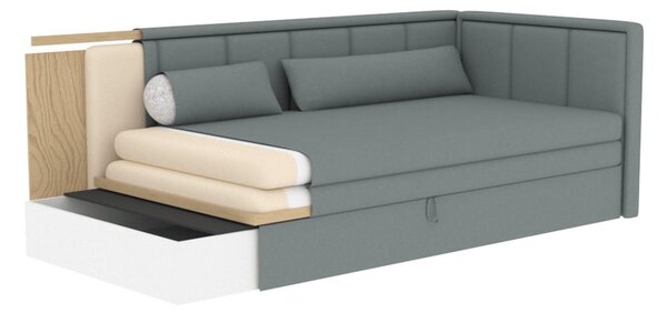Divano grigio allungabile/con contenitore e rivestimento in ciniglia 214 cm Fulgeo – ELTAP