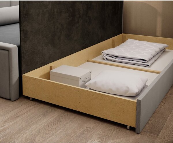 Divano grigio allungabile/con contenitore e rivestimento in ciniglia 214 cm Fulgeo – ELTAP