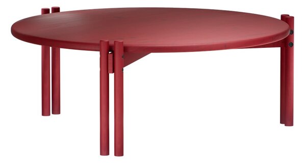 Tavolino rotondo rosso in legno di pino ø 80 cm Sticks - Karup Design