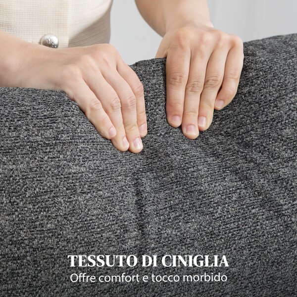 HOMCOM Divano 2 Posti Reclinabile a 145° max e Rivestito in Ciniglia Grigia, 124x91x100 cm | Aosom Italy