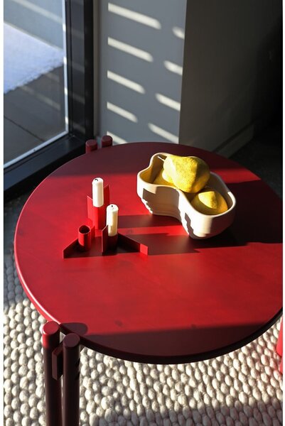 Tavolino rotondo rosso in legno di pino ø 80 cm Sticks - Karup Design