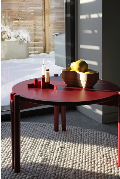 Tavolino rotondo rosso in legno di pino ø 80 cm Sticks - Karup Design