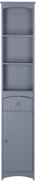 HOMCOM Armadio Alto da Bagno Stretto con 1 Cassetto e 3 Ripiani Aperti Stile Moderno 34x24x170 cm Grigio | Aosom Italy