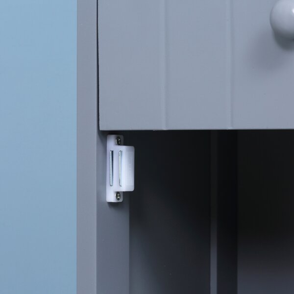 HOMCOM Armadio Alto da Bagno Stretto con 1 Cassetto e 3 Ripiani Aperti Stile Moderno 34x24x170 cm Grigio | Aosom Italy