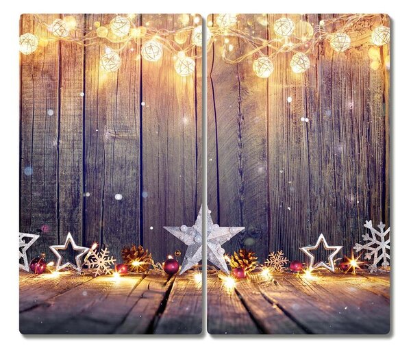 Tagliere in vetro temperato Ornamenti di stelle di Natale con luce di Natale 60x52 cm