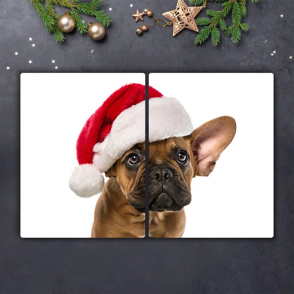 Tagliere in vetro Bulldog cane di Natale 60x52 cm