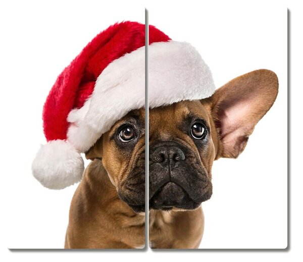 Tagliere in vetro Bulldog cane di Natale 60x52 cm