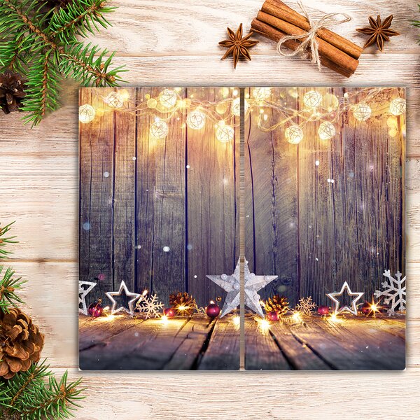Tagliere in vetro temperato Ornamenti di stelle di Natale con luce di Natale 60x52 cm