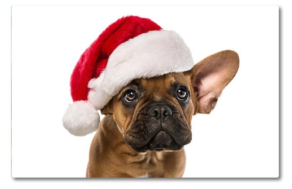 Tagliere in vetro Bulldog cane di Natale 60x52 cm
