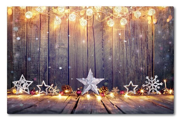 Tagliere in vetro temperato Ornamenti di stelle di Natale con luce di Natale 60x52 cm