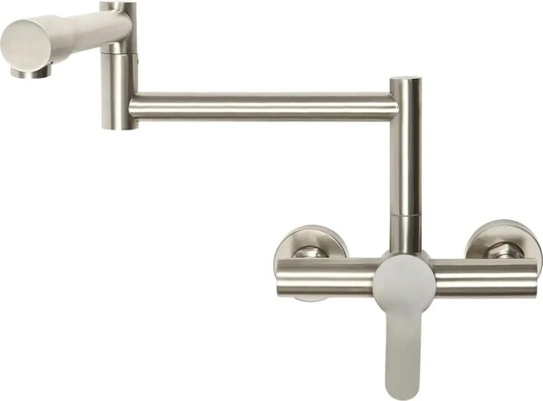 Miscelatore per lavello da cucina, girevole a 360°, in ottone, monocomando, attacco G1/2, colore argento