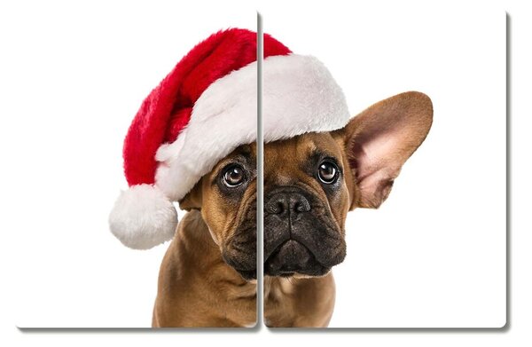 Tagliere in vetro Bulldog cane di Natale 60x52 cm