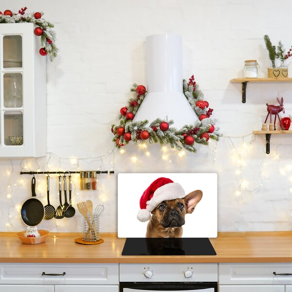 Tagliere in vetro Bulldog cane di Natale 60x52 cm