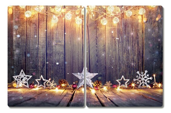 Tagliere in vetro temperato Ornamenti di stelle di Natale con luce di Natale 60x52 cm