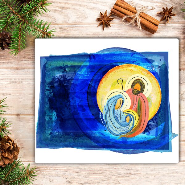 Tagliere in vetro temperato Astrazione Sacra Famiglia Inverno 60x52 cm