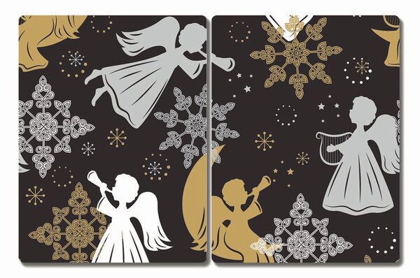 Tagliere in vetro Fiocchi di neve Angeli di Natale 60x52 cm