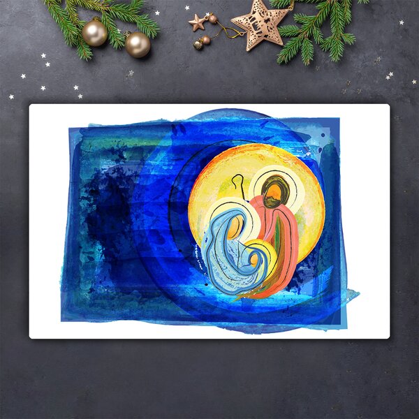 Tagliere in vetro temperato Astrazione Sacra Famiglia Inverno 60x52 cm