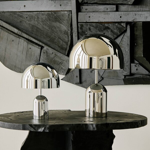 Tom Dixon Lampada da tavolo di design Bell, dimmerabile, Cromo / Argento, Soggiorno / Sala da pranzo, Metallo, Design, Lampada da tavolo