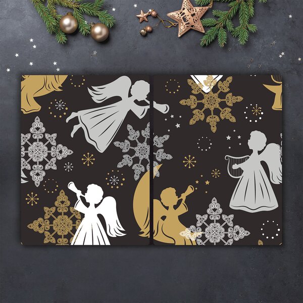 Tagliere in vetro Fiocchi di neve Angeli di Natale 60x52 cm