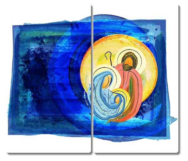 Tagliere in vetro temperato Astrazione Sacra Famiglia Inverno 60x52 cm