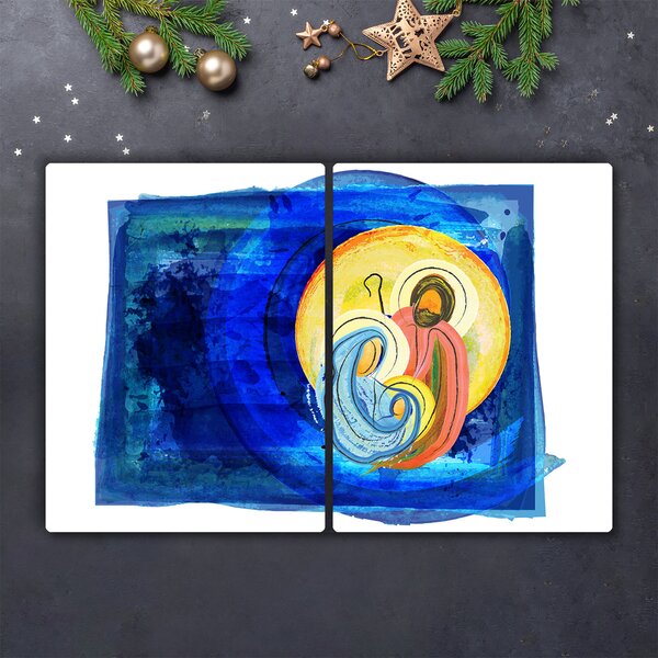 Tagliere in vetro temperato Astrazione Sacra Famiglia Inverno 60x52 cm