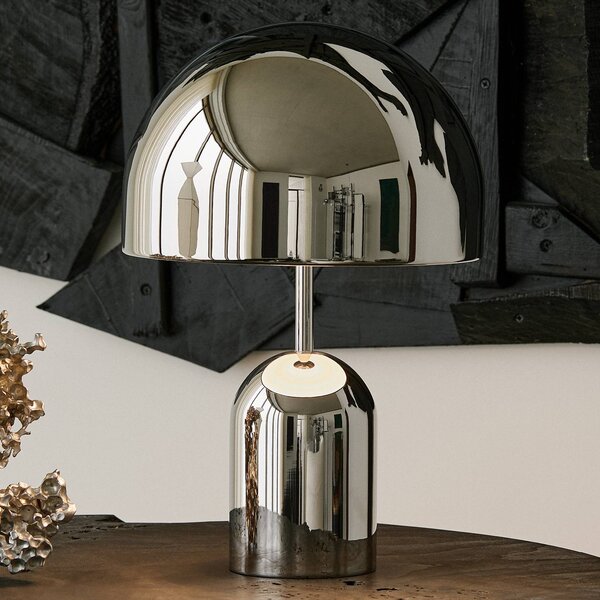 Tom Dixon Lampada da tavolo di design Bell, dimmerabile, Cromo / Argento, Soggiorno / Sala da pranzo, Metallo, Design, Lampada da tavolo