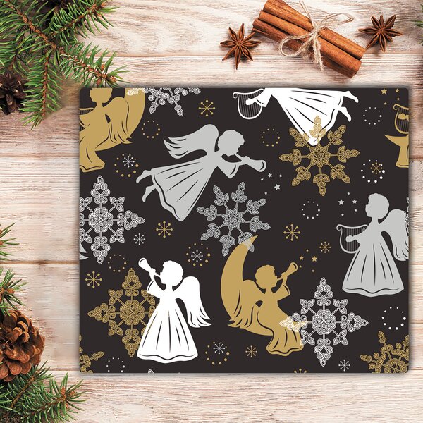 Tagliere in vetro Fiocchi di neve Angeli di Natale 60x52 cm