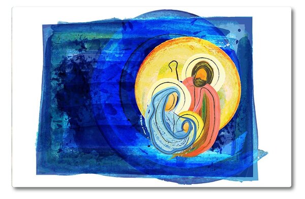 Tagliere in vetro temperato Astrazione Sacra Famiglia Inverno 60x52 cm
