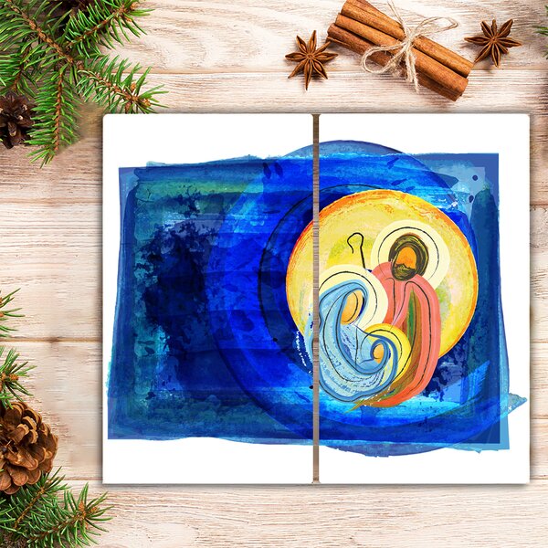 Tagliere in vetro temperato Astrazione Sacra Famiglia Inverno 60x52 cm
