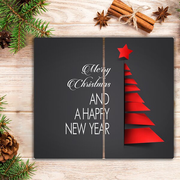 Tagliere in vetro Decorazione dell'albero di Natale di astrazione 60x52 cm