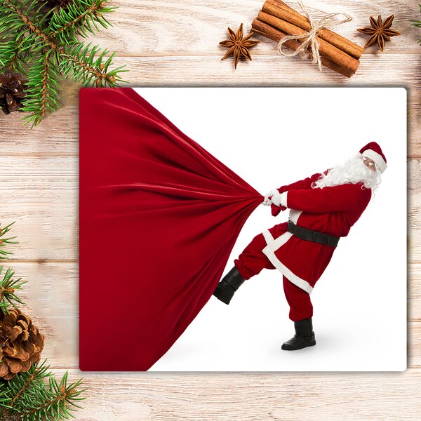 Tagliere in vetro temperato Regali di Babbo Natale 60x52 cm