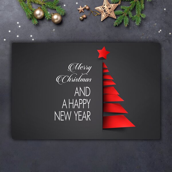 Tagliere in vetro Decorazione dell'albero di Natale di astrazione 60x52 cm
