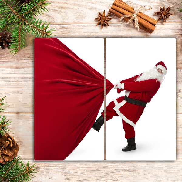 Tagliere in vetro temperato Regali di Babbo Natale 60x52 cm