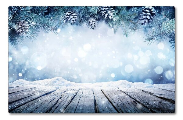 Tagliere in vetro temperato Inverno Neve Albero di Natale 60x52 cm