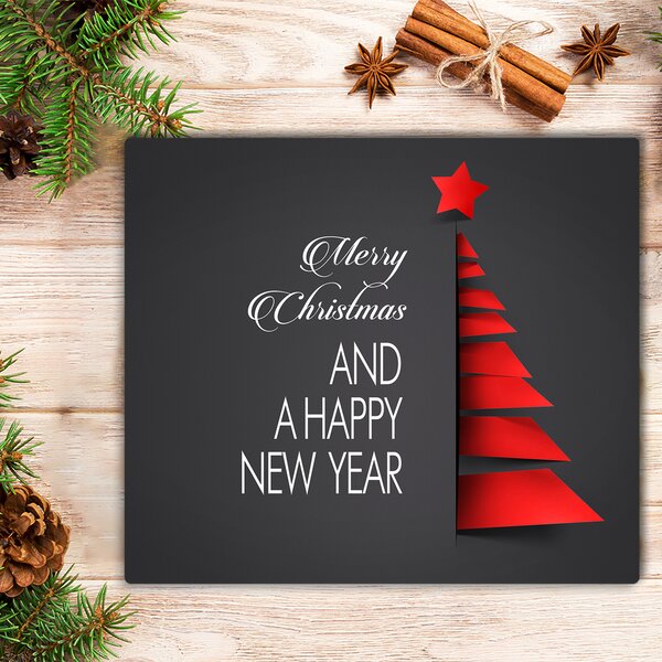 Tagliere in vetro Decorazione dell'albero di Natale di astrazione 60x52 cm