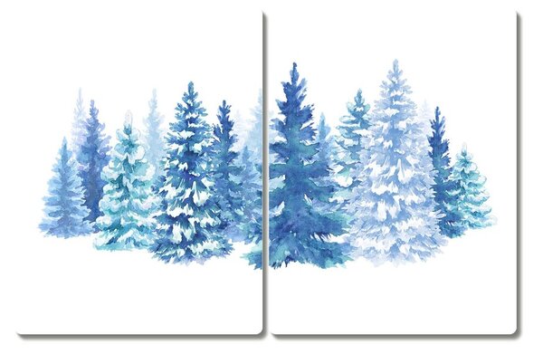 Tagliere in vetro Alberi di Natale Neve Inverno 60x52 cm